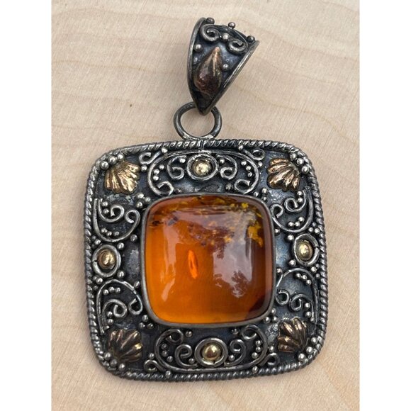 18k Gold and Sterling Silver Pendant Vintage Suarti Signed - Picture 3 of 5